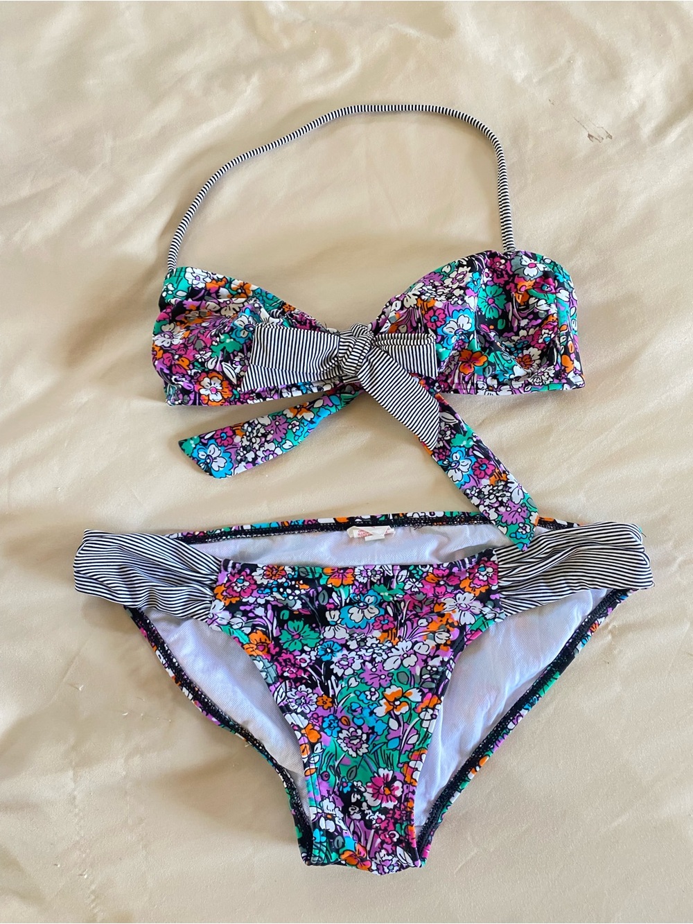 Xhilaration Women’sFloral Bandeau Bikini Set - Teal, Purple, Pink, Orange, Black